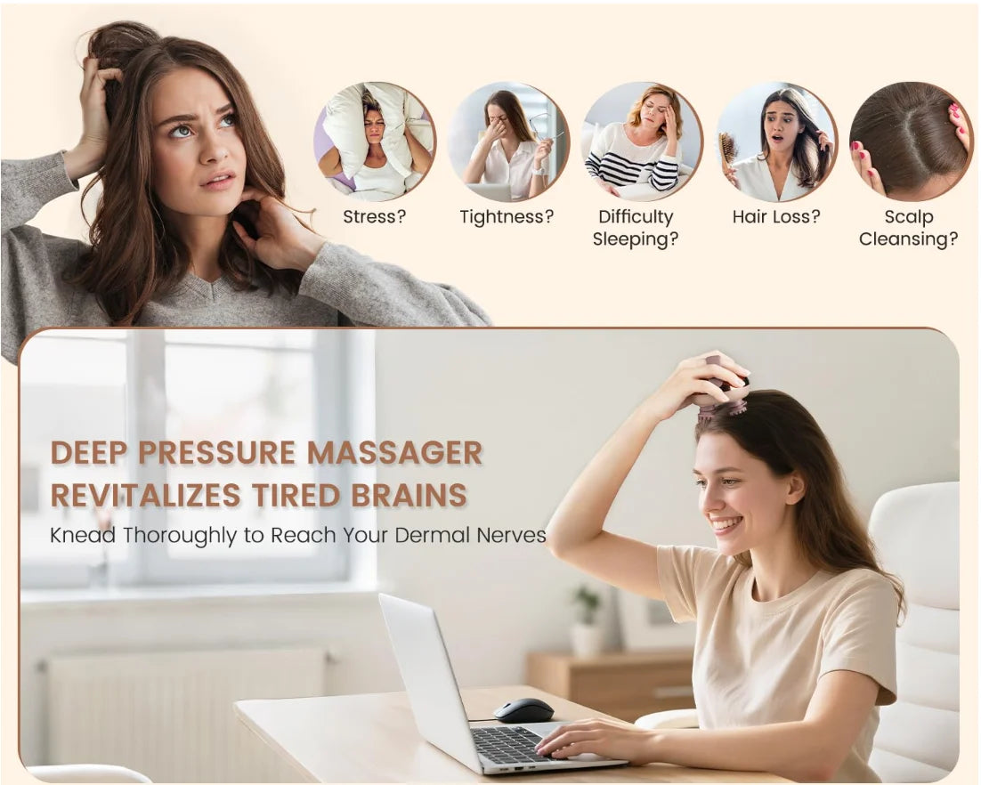 VELMORA™ Electric Scalp Massager – Waterproof Rechargeable Head & Hair Massager