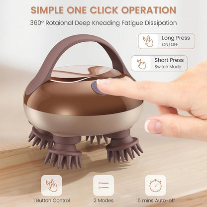 VELMORA™ Electric Scalp Massager – Waterproof Rechargeable Head & Hair Massager