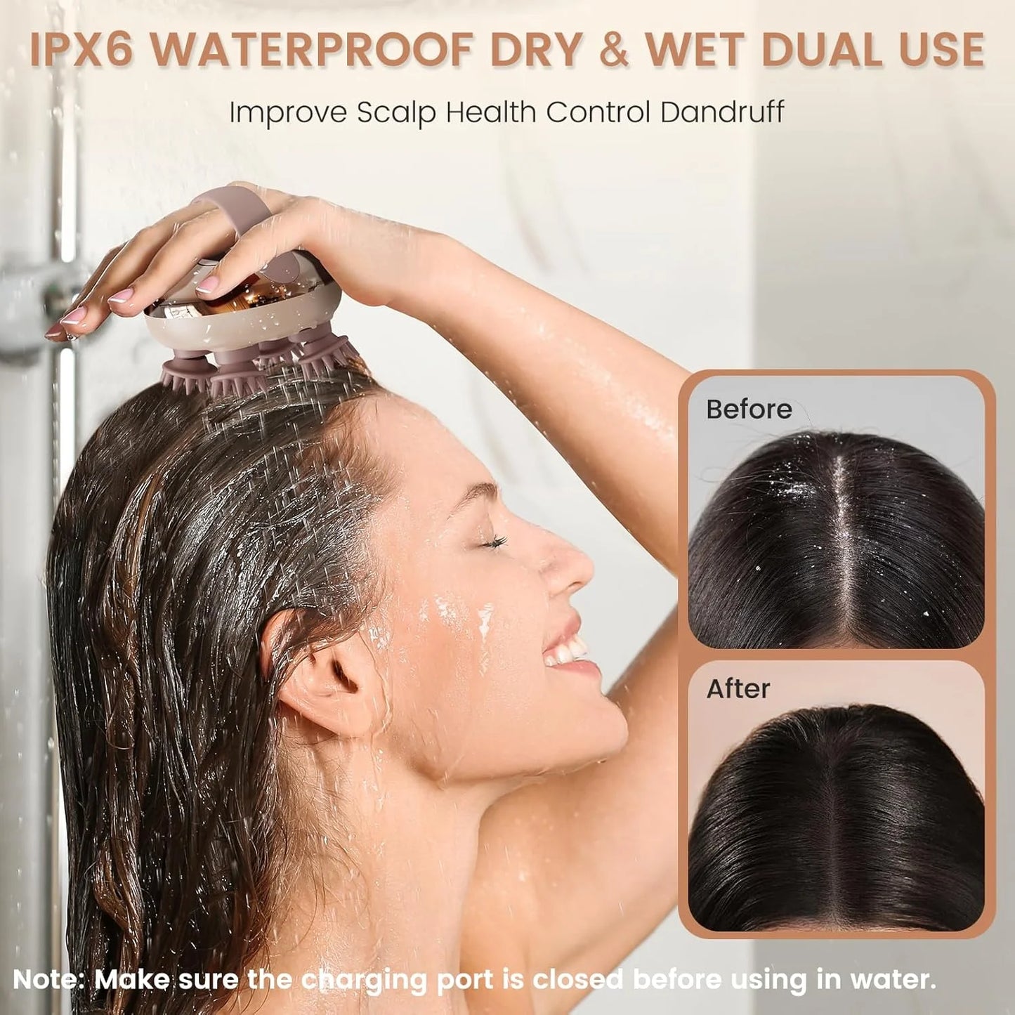 VELMORA™ Electric Scalp Massager – Waterproof Rechargeable Head & Hair Massager