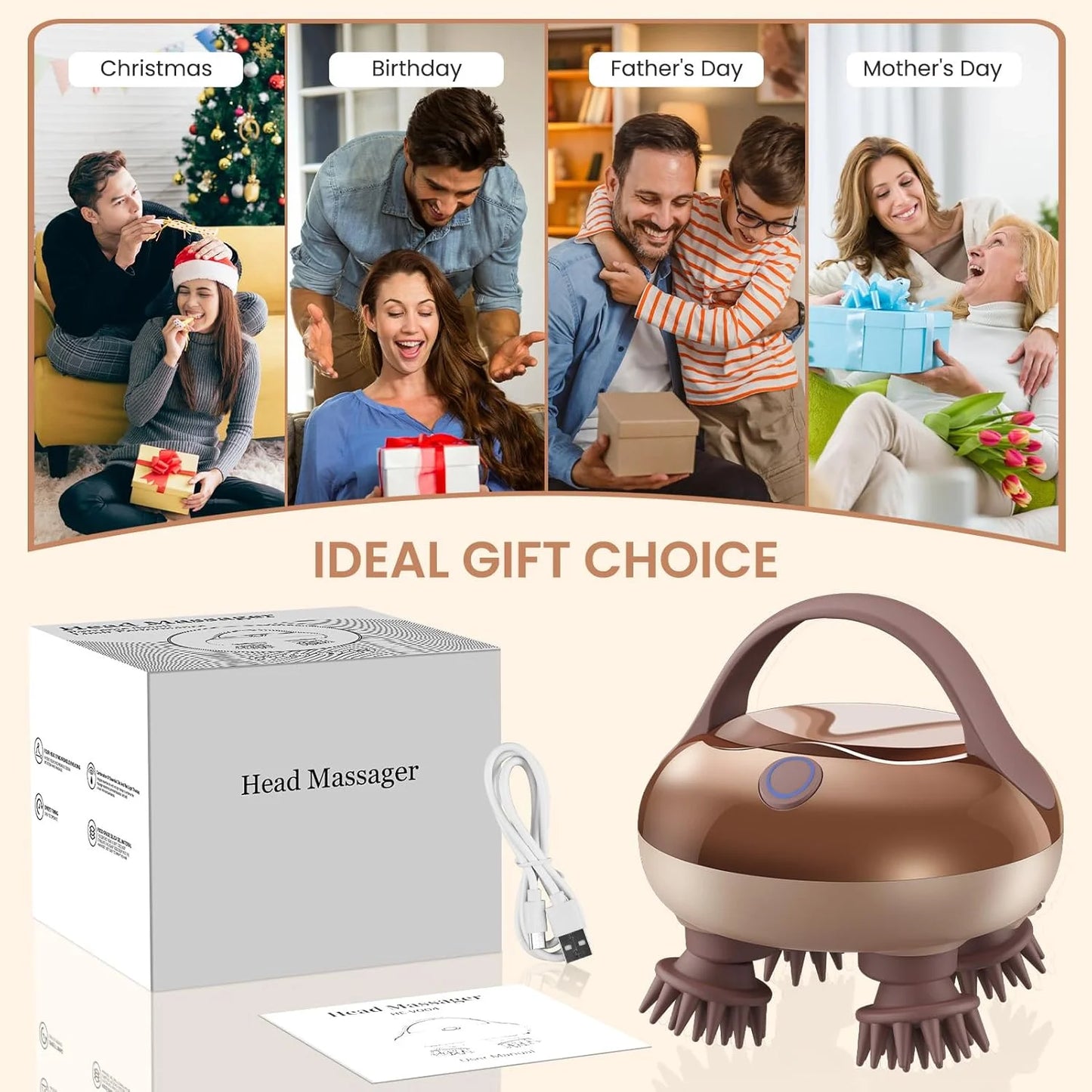 VELMORA™ Electric Scalp Massager – Waterproof Rechargeable Head & Hair Massager