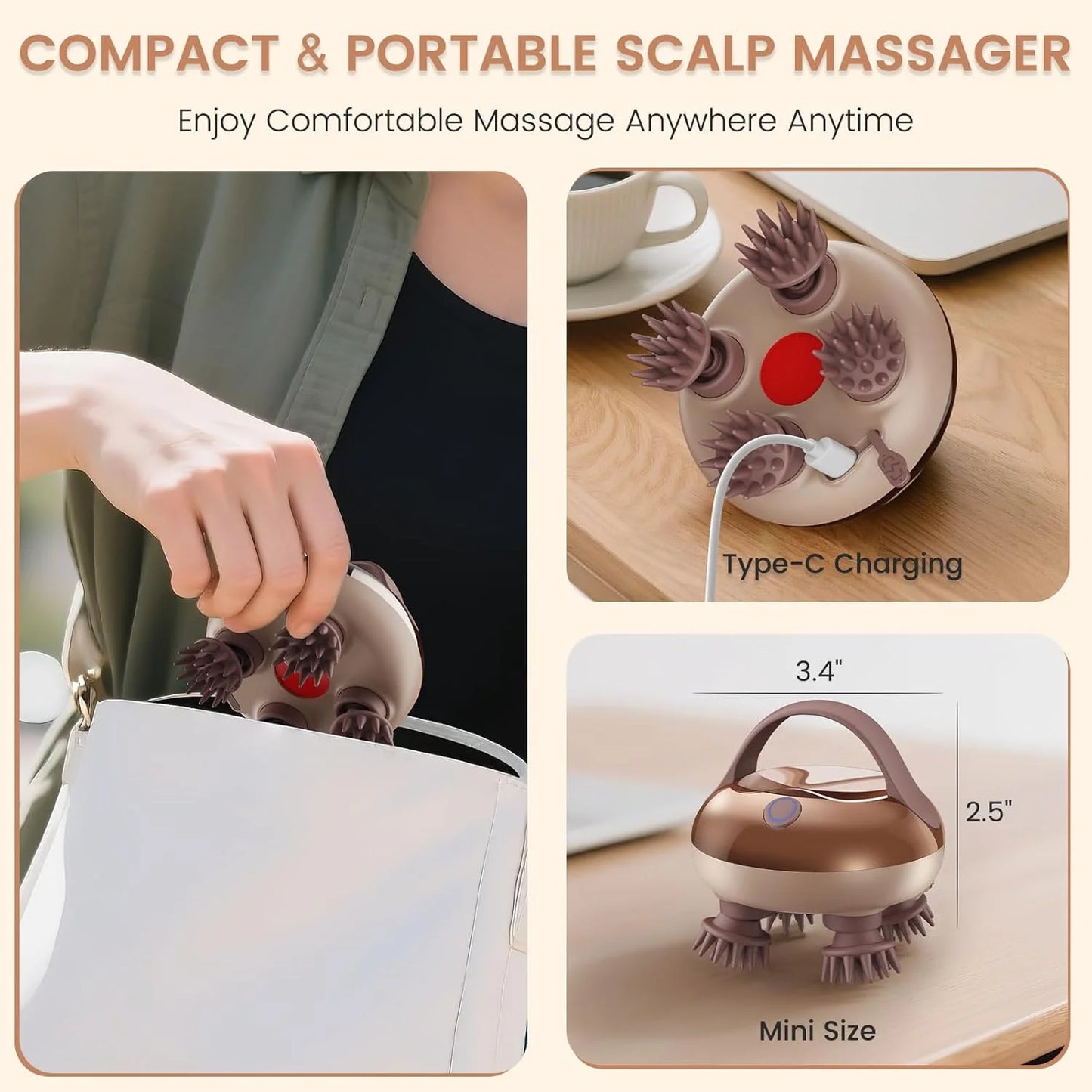 VELMORA™ Electric Scalp Massager – Waterproof Rechargeable Head & Hair Massager